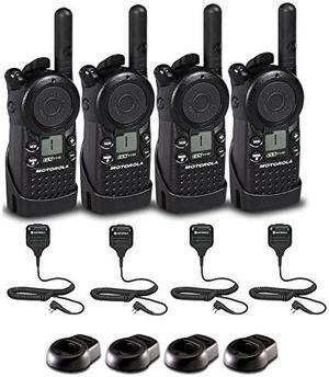 4 x Motorola CLS1110 UHF 1W 1-Channel 2-Way Radio - 4 Pack With Mic Bundle