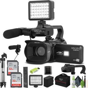 Minolta MN4KPRO 4K60FPS Ultra HD / 64 MP Autofocus Pro Camcorder w/WiFi - Bundle