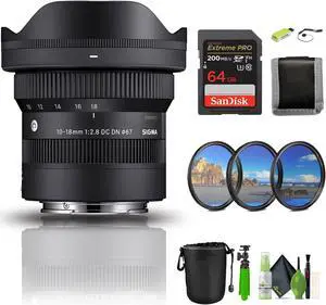 Sigma 10-18mm f/2.8 DC DN Contemporary Lens For Sony E Bundle With Accessories