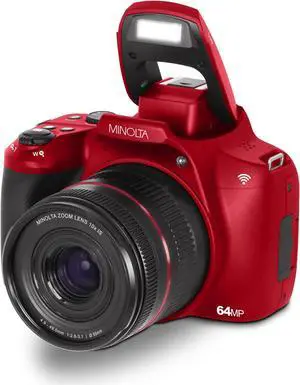 Minolta 64 Mega Pixels Auto Focus Digital Camera with 10x Optical Zoom, 4K Ultra HD Video and Macro Shooting, Red