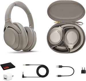 Sony WH-1000XM4 Wireless Noise Canceling Overhead Headphones (Silver) - Bundle