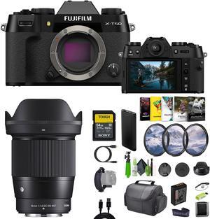 Fujifilm X-T50 Mirrorless Digital Camera + Sigma 16mm Contemporary Lens + More