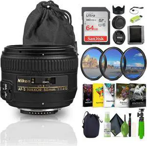 Nikon AF-S NIKKOR 50mm f/1.4G Auto Focus Lens (2180) Bundle