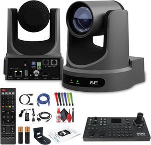 PTZOptics Move SE PTZ Camera with 30x Optical Zoom (PT30X-SE-GY-G3) + SuperJoy PTZ Camera Controller + Wall Mount