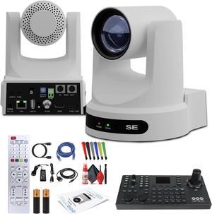 PTZOptics Move SE PTZ Camera with 30x Optical Zoom (White) (PT30X-SE-WH-G3) + PTZOptics SuperJoy PTZ Camera Joystick Controller