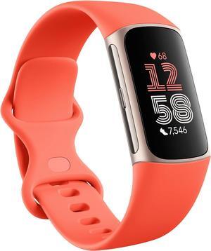 Fitbit Charge 6, Health & Fitness Tracker, Coral/Champagne Gold Aluminum | GA05184-NA