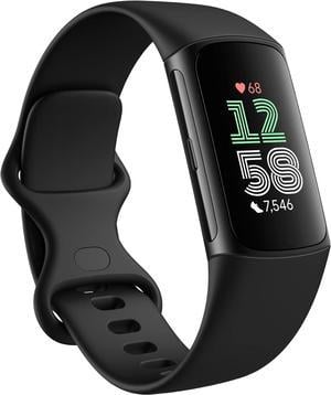 Fitbit Charge 6 Fitness Tracker with Heart Rate GPS Premium Membership Health Tools Obsidian Black S L Bands Included Newegg