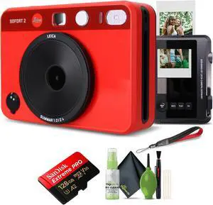 Leica Sofort 2 Hybrid Instant Photo Film and Digital Camera (Red) Bundle