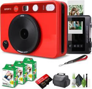 Leica Sofort 2 Hybrid Instant and Digital Camera + Instant Film 60 Sheets Red