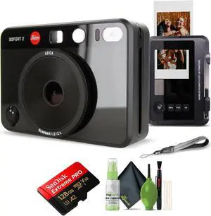 Leica Sofort 2 Hybrid Instant Photo Film and Digital Camera (Black) Bundle