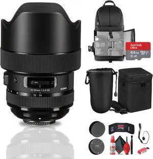 Sigma 14-24mm f/2.8 DG HSM Art Lens for Nikon F Bundle