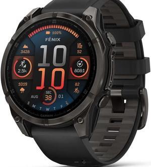 Garmin fnix® 8, 47 mm, AMOLED, Sapphire, Carbon Gray DLC Titanium with Black/Pebble Gray Silicone Band