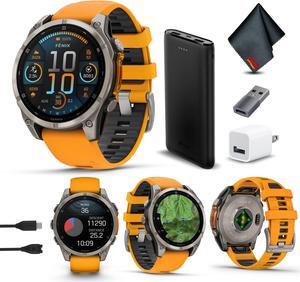 fenix 8  47 mm, AMOLED, Sapphire, Titanium with Spark Orange/Graphite Silicone Band