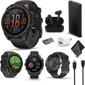 fenix 8 47mm AMOLED Sapphire Carbon Gray DLC Titanium with Black Gray Silicone