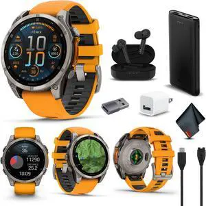 fenix 8  47 mm, AMOLED, Sapphire, Titanium with Spark Orange/Graphite Silicone Band