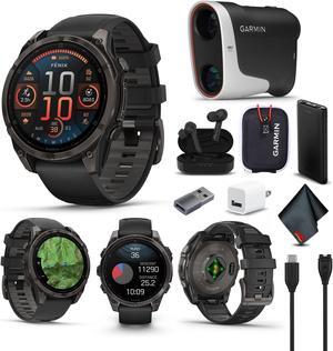 fenix 8  47 mm, AMOLED, Sapphire, Carbon Gray DLC Titanium with Black/Pebble Gray Silicone