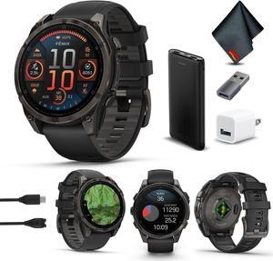 fenix 8 47mm AMOLED Sapphire Carbon Gray DLC Titanium with Black Gray Silicone