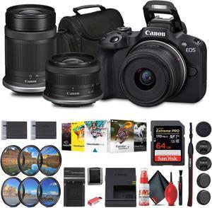 Canon EOS R50 Mirrorless Camera with 18-45mm and 55-210mm Lenses+ 64GB Card + Bag + Charger + More