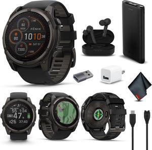 fenix 8 51mm Solar Sapphire Carbon Gray DLC Titanium with Black Gray Silicone