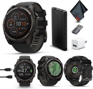 fenix 8 51mm Solar Sapphire Carbon Gray DLC Titanium with Black Gray Silicone