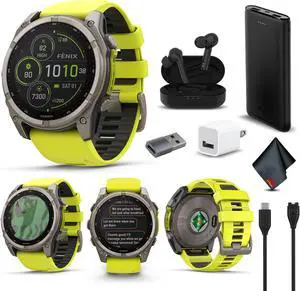 fenix 8  51 mm, Solar, Sapphire, Titanium with Amp Yellow/Graphite Silicone