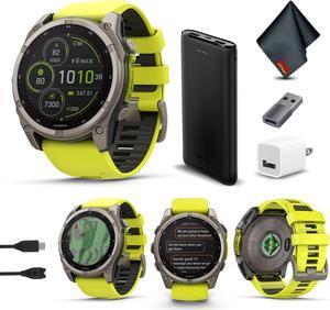 fenix 8  51 mm, Solar, Sapphire, Titanium with Amp Yellow/Graphite Silicone