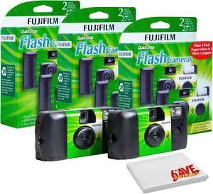 FUJIFILM QuickSnap Flash 400 One-Time-Use Disposable Camera Bundle (3x 2 Pack)