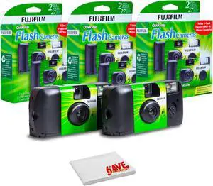 FUJIFILM QuickSnap Flash 400 One-Time-Use Disposable Camera Bundle (4x 2 Pack)
