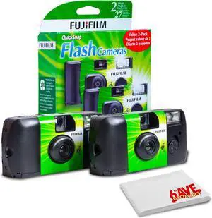 FUJIFILM QuickSnap Flash 400, One-Time-Use Disposable Camera Bundle (1x 2 Pack)