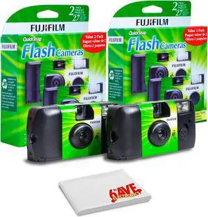 FUJIFILM QuickSnap Flash 400 One-Time-Use Disposable Camera Bundle (2x 2 Pack)