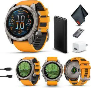 fenix 8 51mm AMOLED Sapphire Titanium with Spark Orange/Graphite Silicone Band