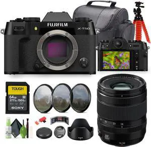 FUJIFILM XF 16-50mm f/2.8-4.8 R LM WR Lens + FUJIFILM X-T50 Body - Black Bundle