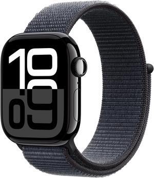 Apple Watch Series 10 [GPS 42mm case] Smartwatch with Jet Black Aluminium Case with Ink Sport Loop. Fitness Tracker, ECG App, Always-On Retina Display, Carbon Neutral