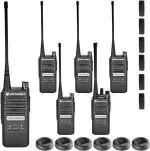 Motorola CP100D Analog UHF Portable Two Way Radio With Display and Limited Keypad, - 6 Pack Bundle