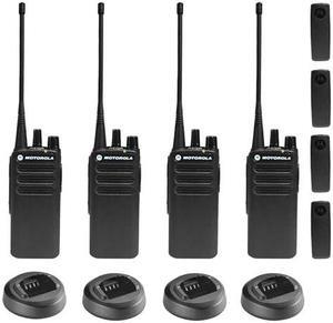 Motorola CP100D Analog UHF Portable Non-Display Two Way Radio, 16 Channel, 4 Watt - 4 Pack Bundle
