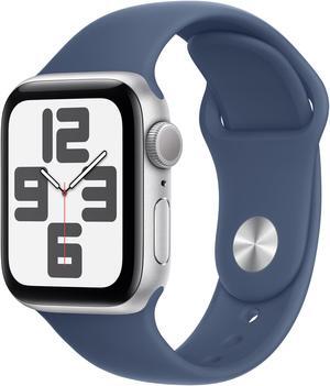 Apple Watch SE (2nd Gen) [GPS 40mm] Smartwatch with Silver Aluminium Case with Denim Sport Band M/L. Fitness and Sleep Trackers, Crash Detection, Heart Rate Monitor, Retina Display