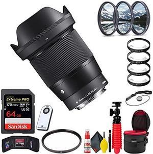 Sigma 16mm f/1.4 DC DN Contemporary Lens for Sony E + Accessories