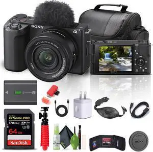 Sony Alpha ZV-E10 II Mirrorless Camera with 16-50mm Lens + 64GB Memory Card + Bag + More