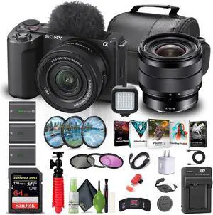 Sony Alpha ZV-E10 II Camera W/ 16-50mm Lens + Sony E 10-18mm Lens + 64GB + More