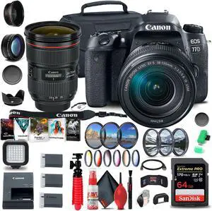 Canon EOS 77D DSLR Camera with 18-135mm USM Lens (1892C002) + Canon EF 50mm Lens