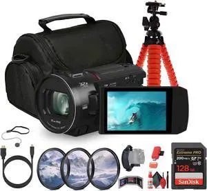 Panasonic HC-VX3 UHD 4K Lightweight Camcorder with 24x Zoom + 128GB Memory Card + More