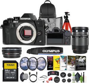 Olympus OM-D E-M10 Mark IV Mirrorless Digital Camera with 14-42mm  and 40-150 mm Lens + 3PC MC PRO FILTER KIT UV/CPL/F 37MM + 64GB SF-M Tough Series UHS-II SDXC Memory Card + More