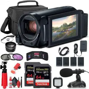 Canon VIXIA HF R800 Camcorder (1960C002) + Pro Mic + 2 x 64GB Cards + More