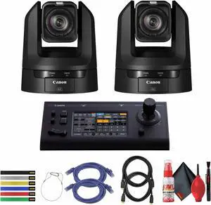 2 x Canon CR-N100 4K NDI PTZ Camera with 20x Zoom + Canon RC-IP100 Controller + More Bundle