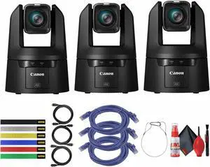 3 x Canon CR-N500 Professional 4K NDI PTZ Camera with 15x Zoom + 3 x HDMI Cable + More Bundle