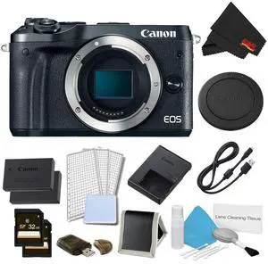 Canon EOS M6 Mirrorless Digital Camera Body Only (Black) Pro Bundle - Intl Model