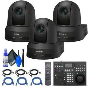 3x Sony SRG-X40UH PTZ Camera (Black) + RM-IP500/1 Remote Controller + Cables