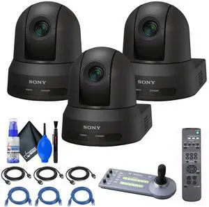 3x Sony SRG-X40UH PTZ Camera (Black) + RM-IP10 IP Remote Controller + Cables