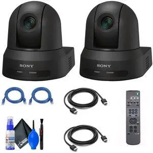 2x Sony SRG-X40UH PTZ Camera (Black) + 2x Ethernet & HDMI Cables + Cleaning Set