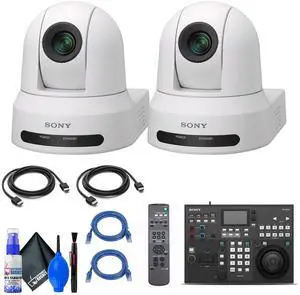2x Sony SRG-X40UH PTZ Camera (White) + RM-IP500/1 Remote Controller + Cables